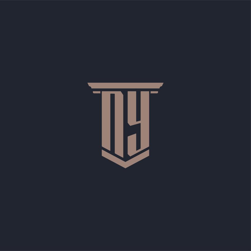 NY initial monogram logo with pillar style design vector