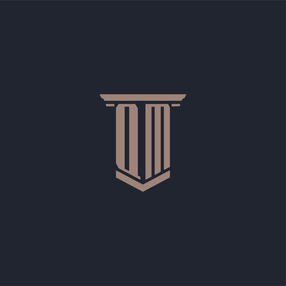QM initial monogram logo with pillar style design vector