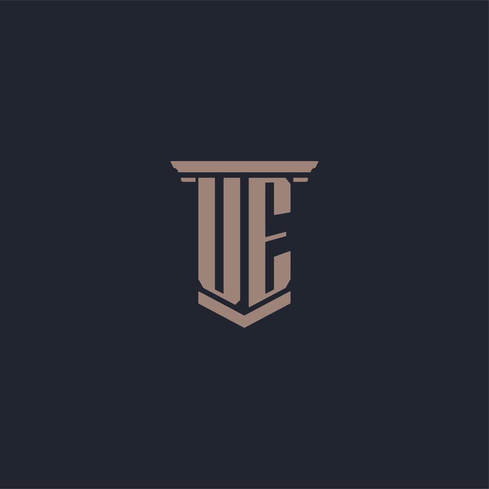 UE initial monogram logo with pillar style design vector