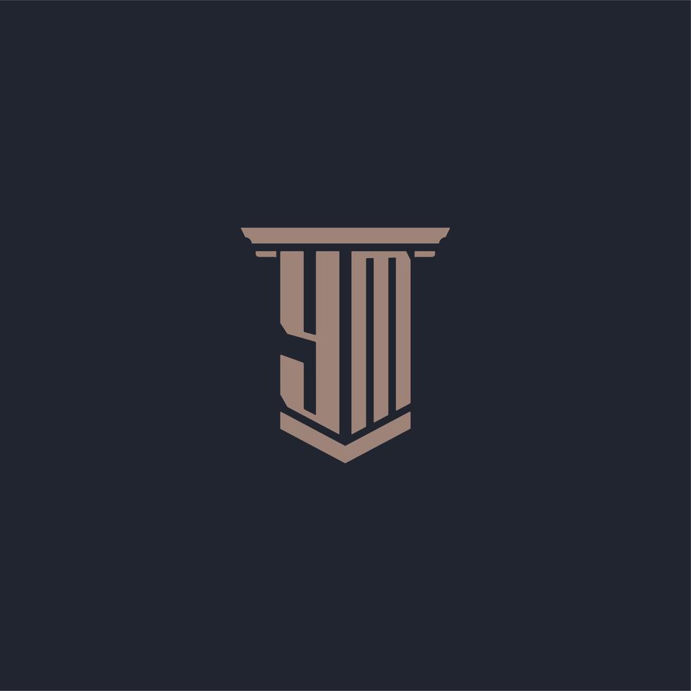 YM initial monogram logo with pillar style design vector