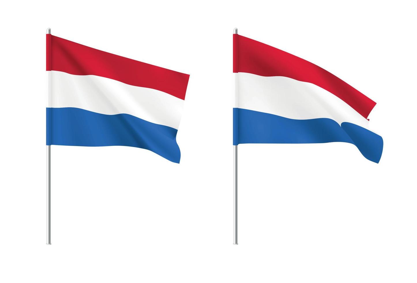 Netherlands flags. Set of national realistic Netherlands flags. vector