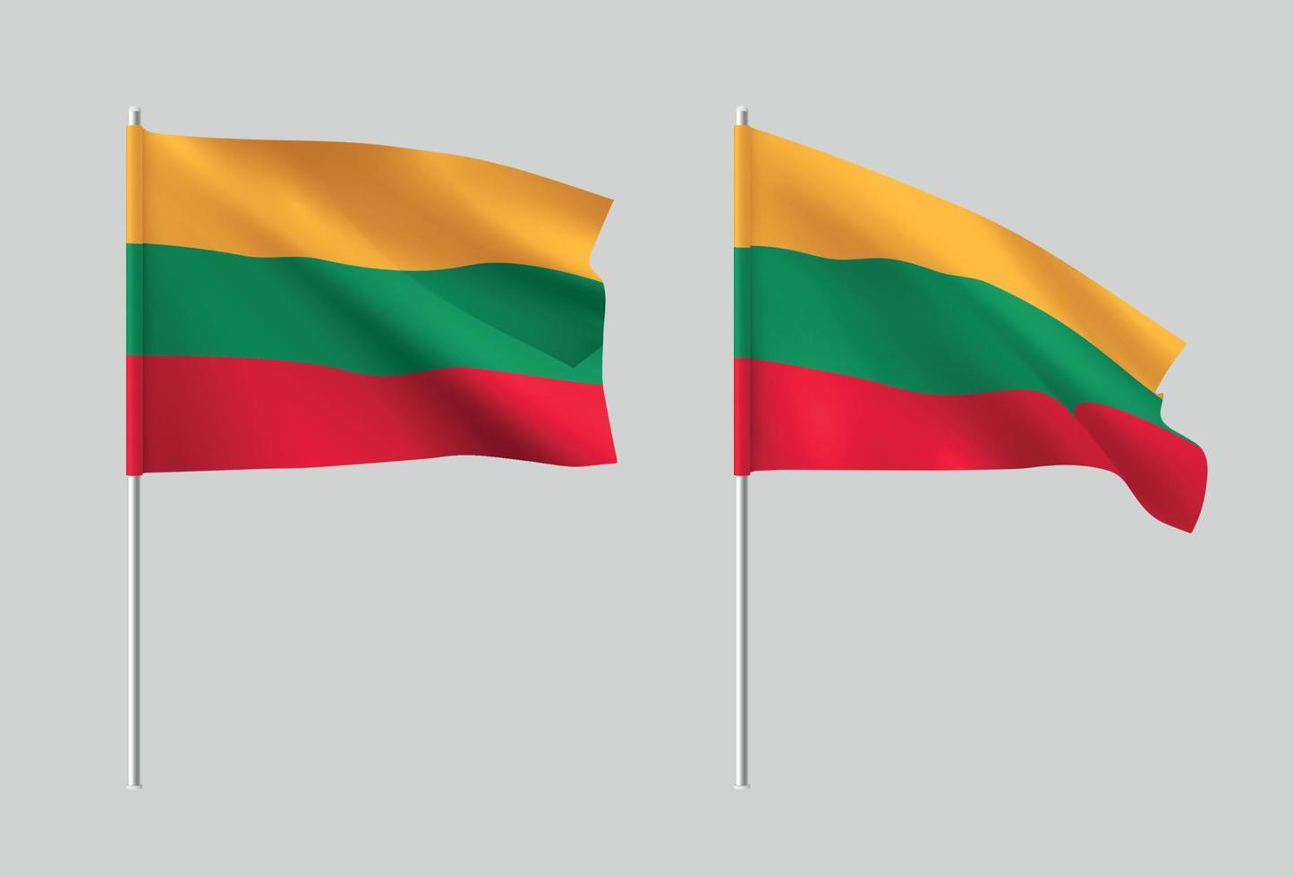 Lithuania flags. Set of national realistic Lithuanian flags. vector