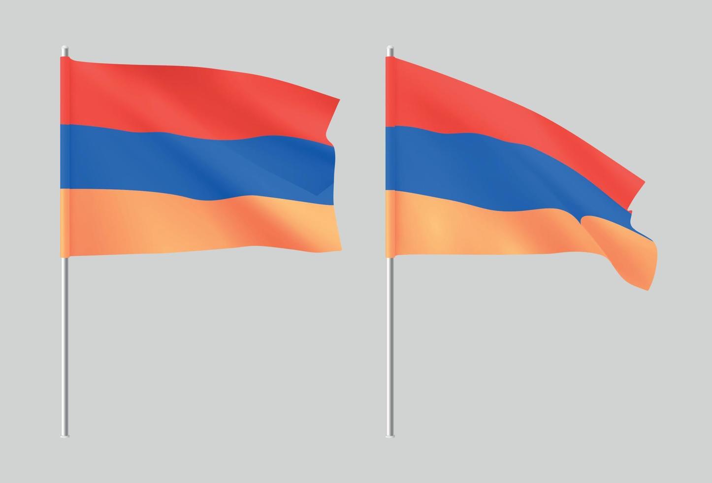 Armenian flags. Set of national realistic flags of Armenia. vector