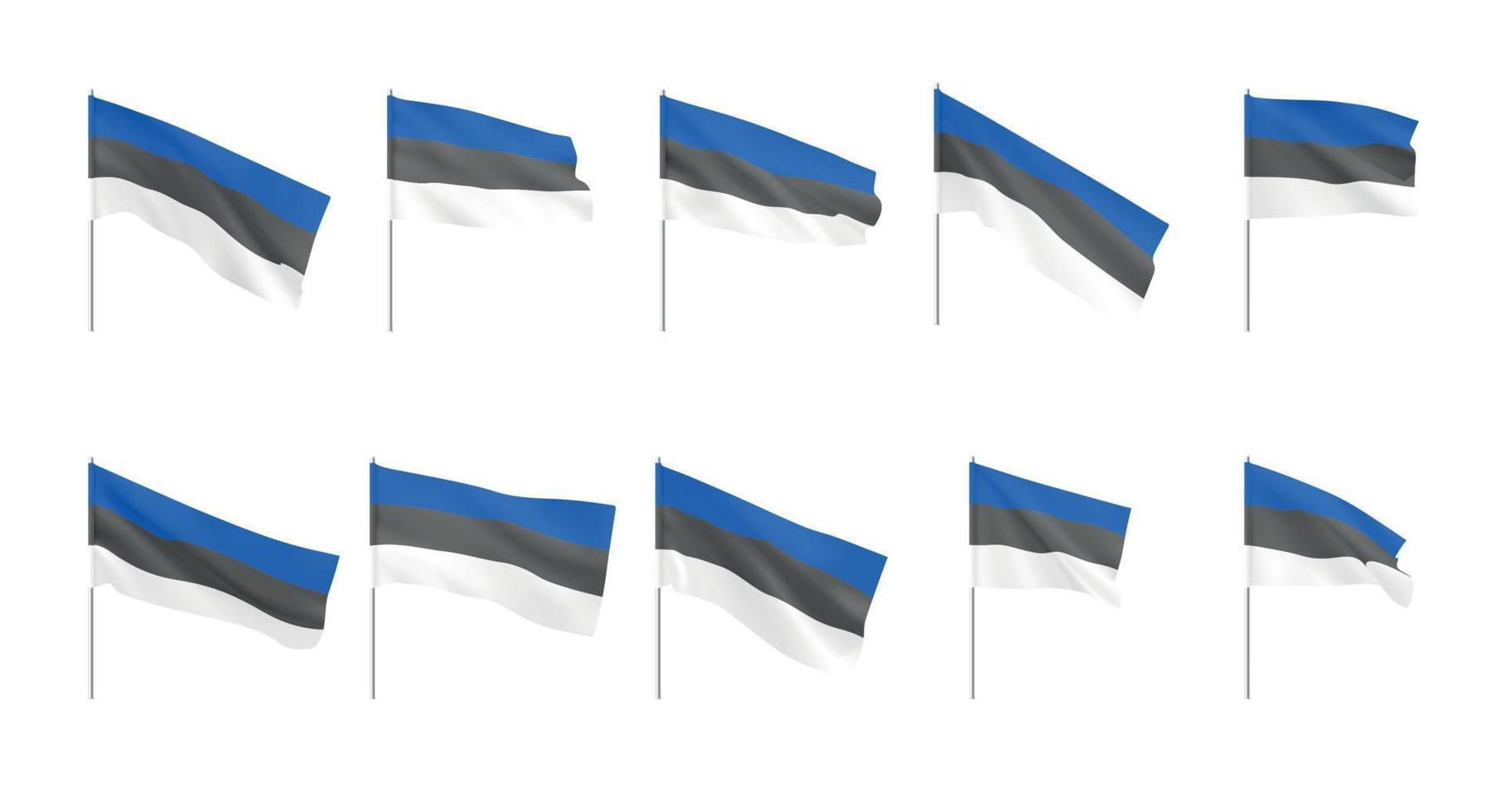 Estonia flags. Set of national realistic flags of Estonian. vector