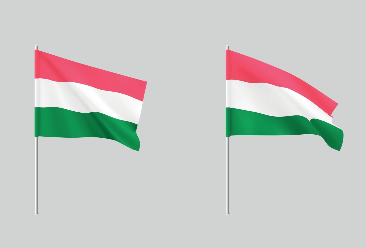 Hungary flags. Set of national realistic Hungarian flags. vector