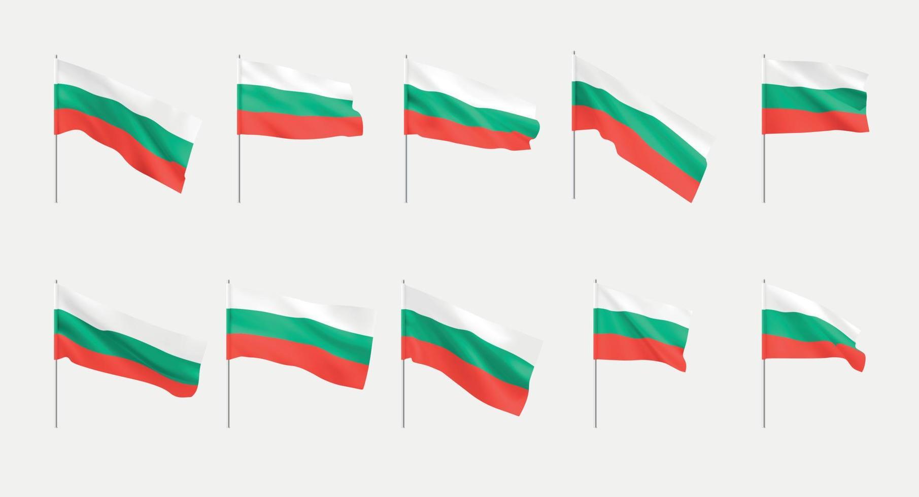 banderas de búlgaro. conjunto de banderas nacionales realistas bulgaria. vector