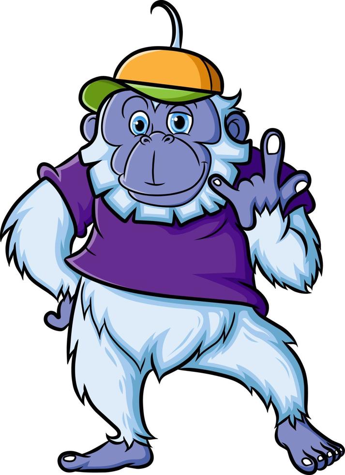 The rapper yeti is gesturing with a cool pose vector