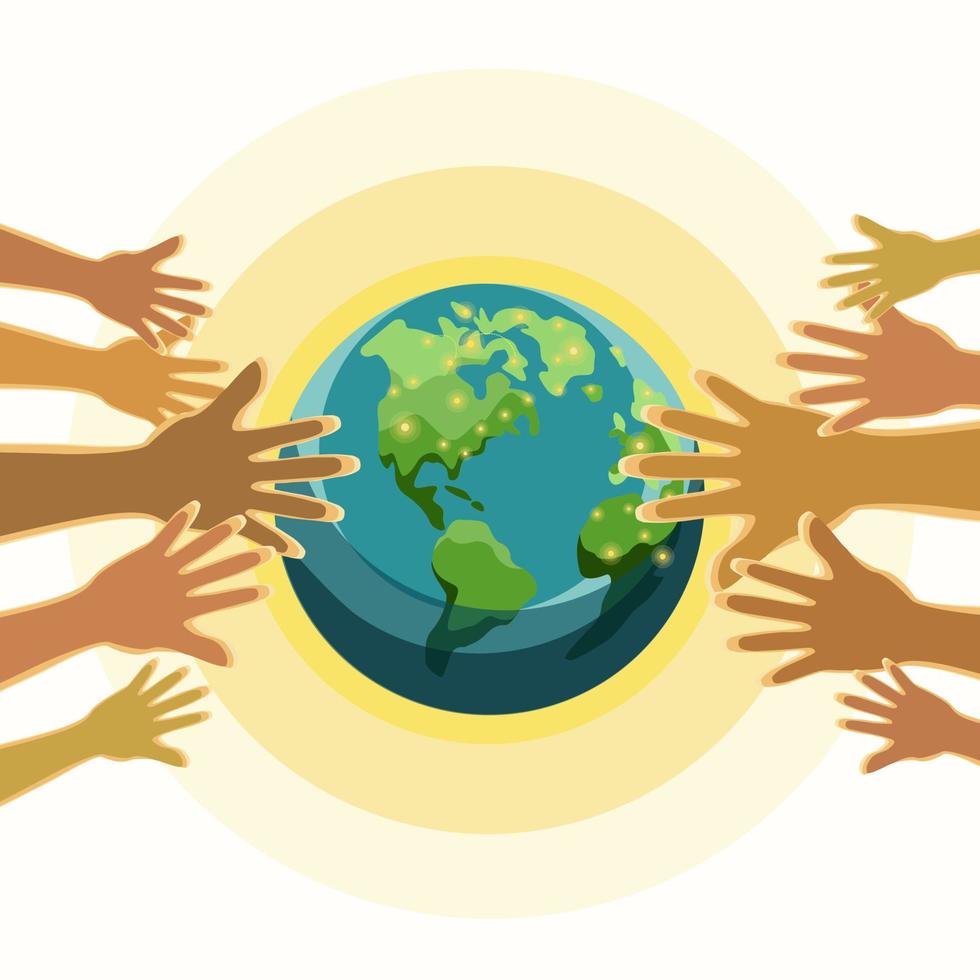 World Day For Cultural Diversity, vector illustration hand and earth