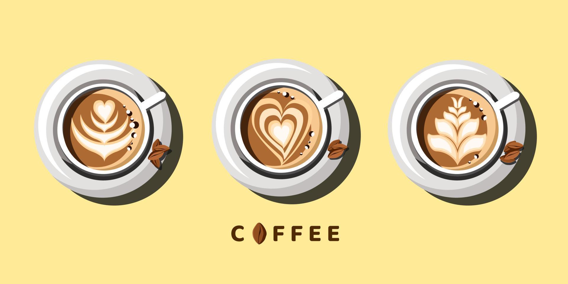 Coffee Latte Art Vector Illustration Collection