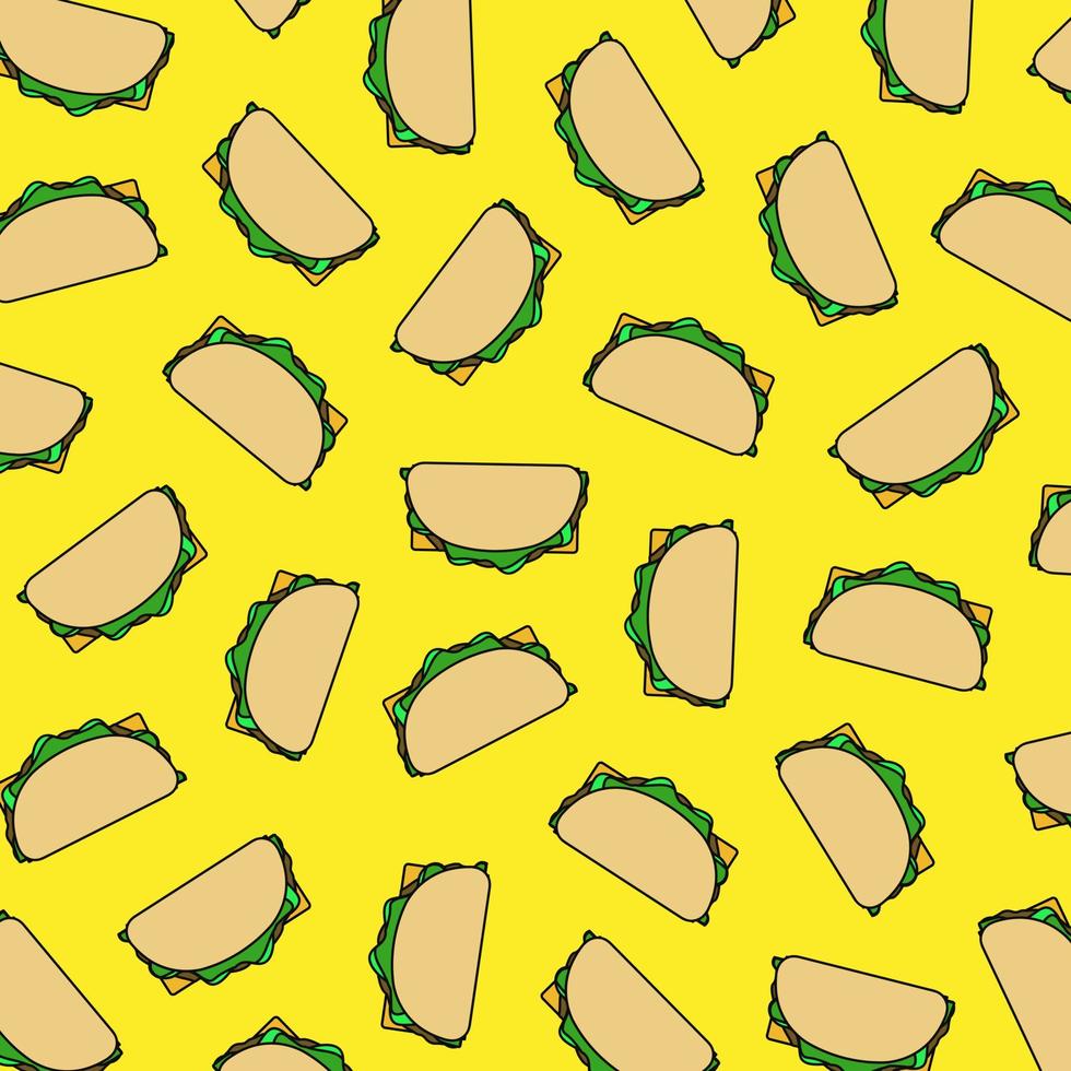 tacos comida ilustración vector patrón
