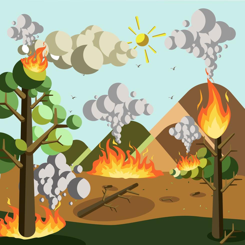 Forest fire vector illustration, illustration