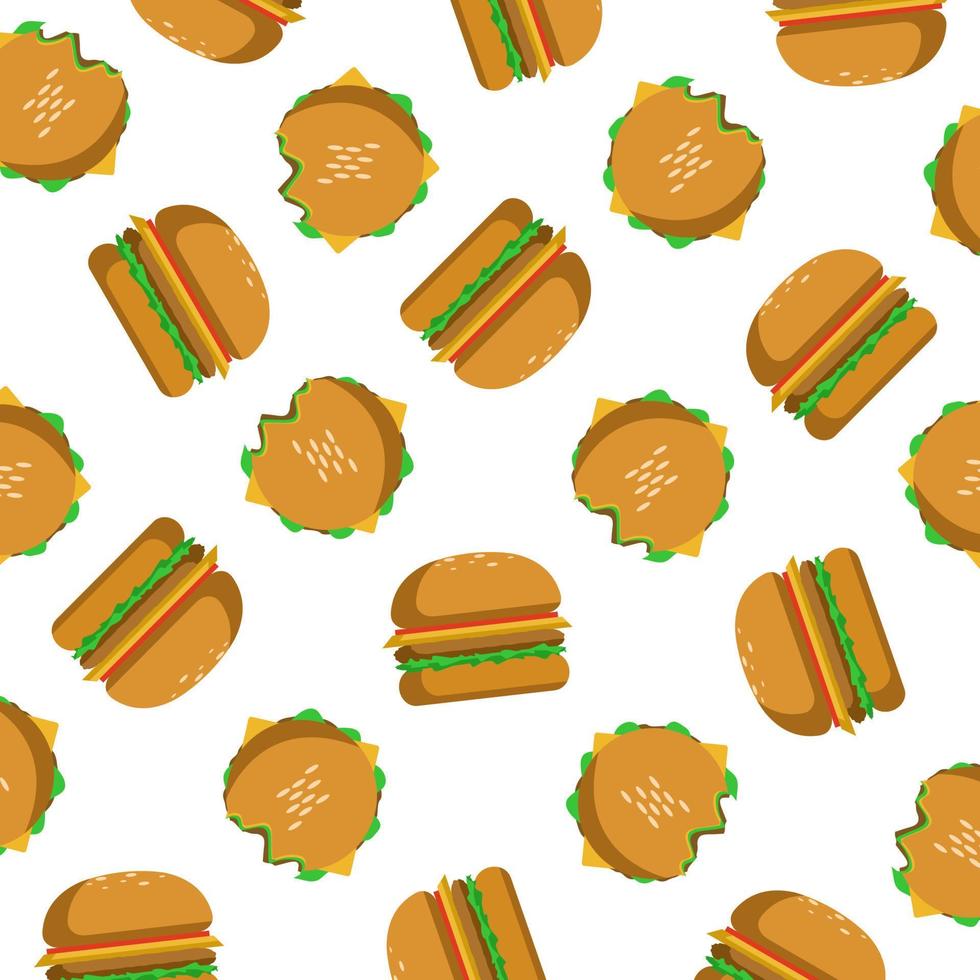 patrón de vector de ilustración de comida de hamburguesa