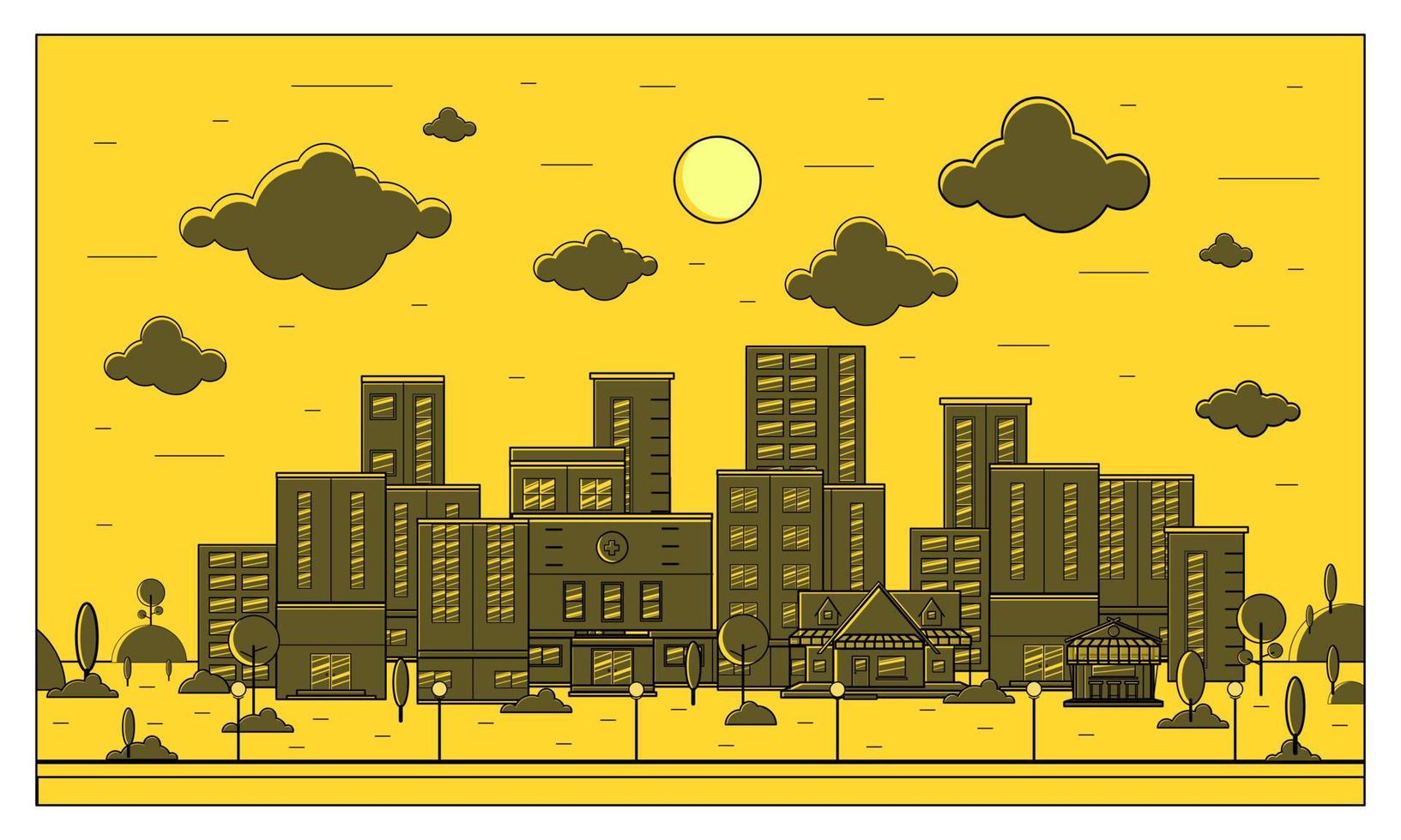 City building style flat design vector illustration