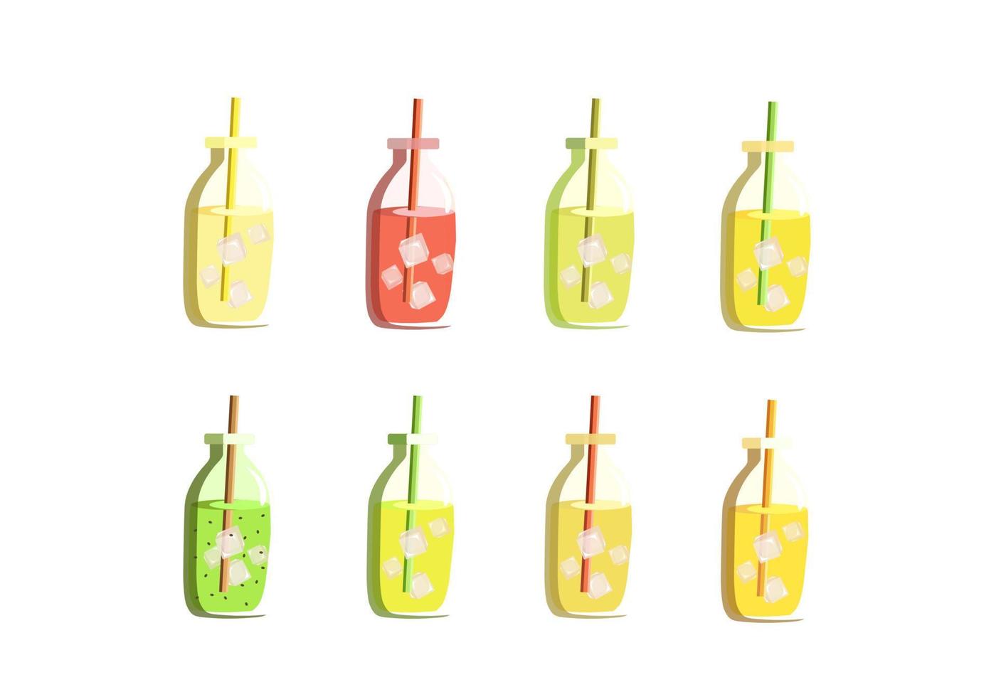 Illustration of fruit juice, pear, cherry, mango, lemon, orange, avocado, apple, kiwi vector