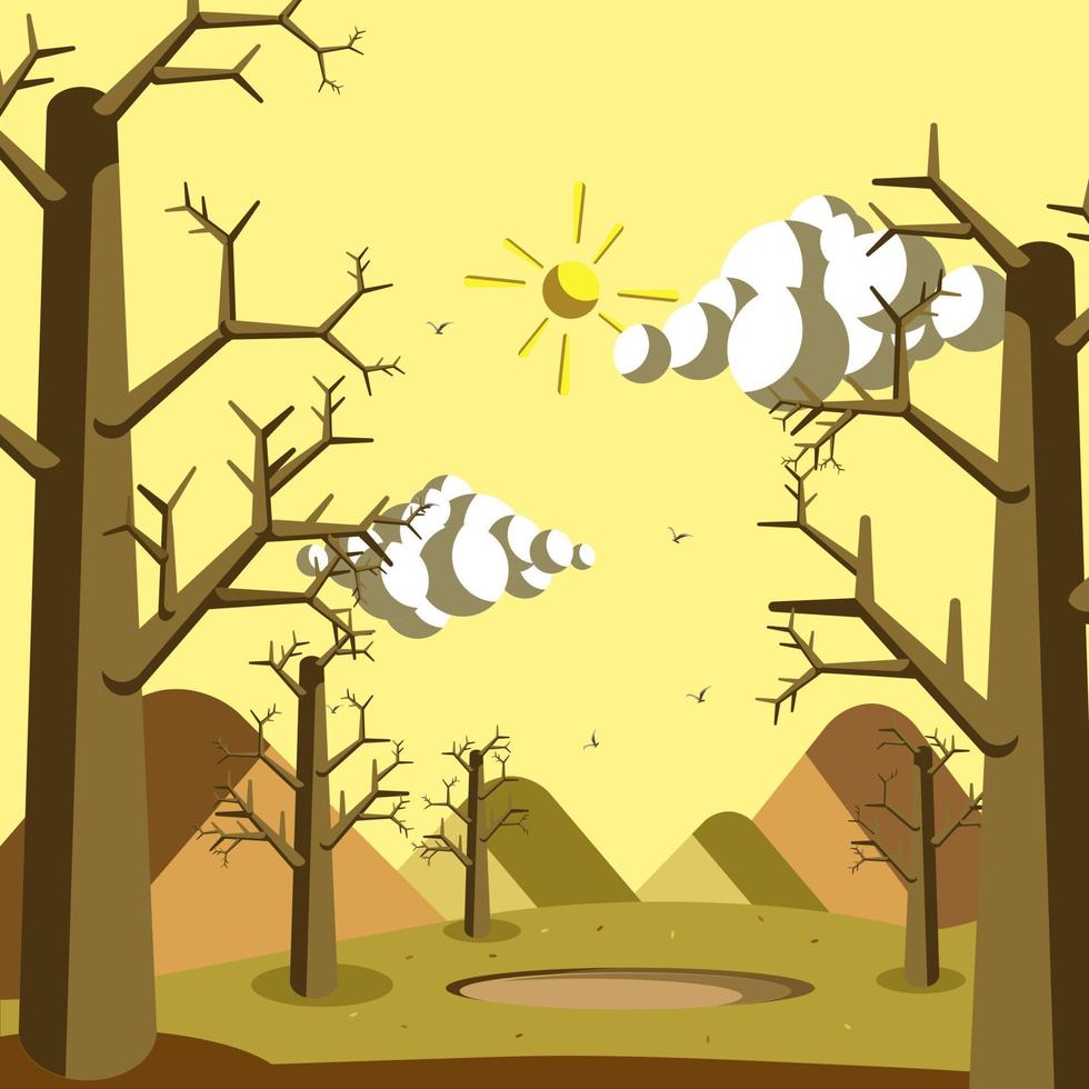 Dry Season Landscape Vector Illustration