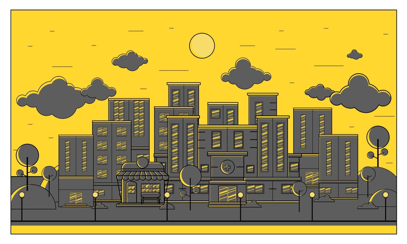 Vector illustration of city background in the afternoon