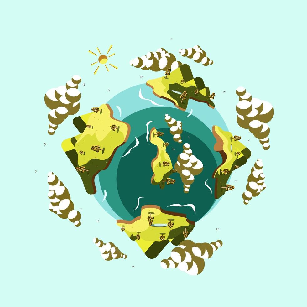 hermosa ilustración de paisaje de tierra verde vector