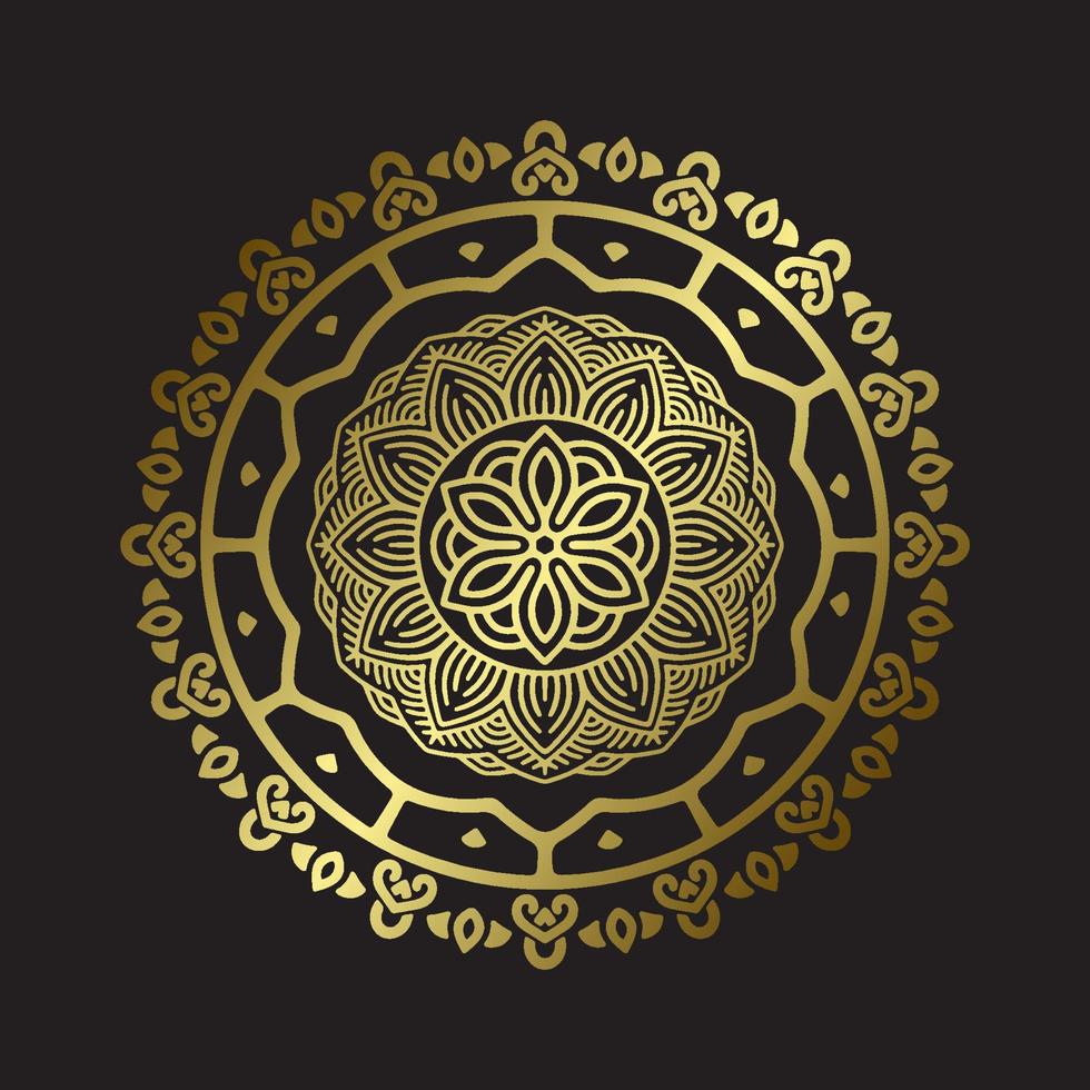 Fondo de diseño de mandala ornamental de lujo en color dorado. vector