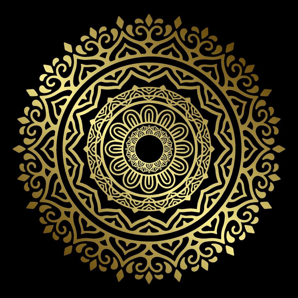 Fondo de diseño de mandala ornamental de lujo en color dorado. vector