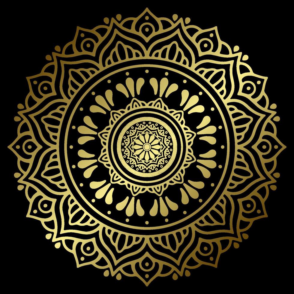 Luxury ornamental mandala design background in gold color vector