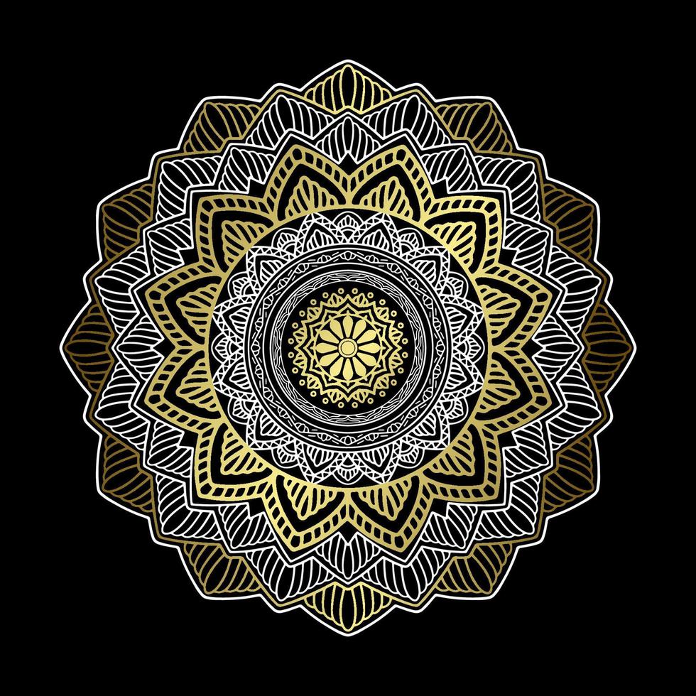 Elegant golden, black and white ornament vector