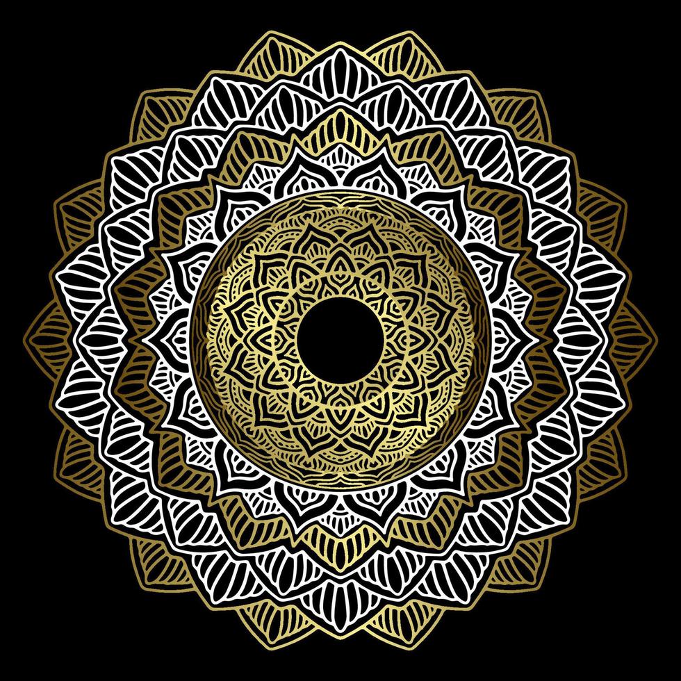 Elegant golden, black and white ornament vector