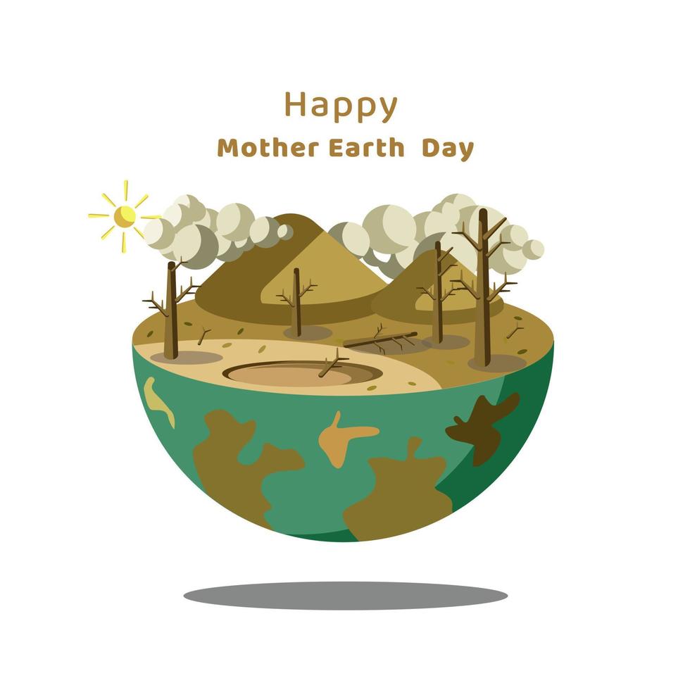 The beautiful green earth, illustration of an increasingly damaged earth vector