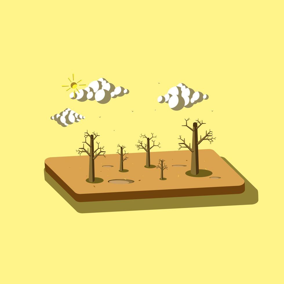 dry season natural scenery vector illustration