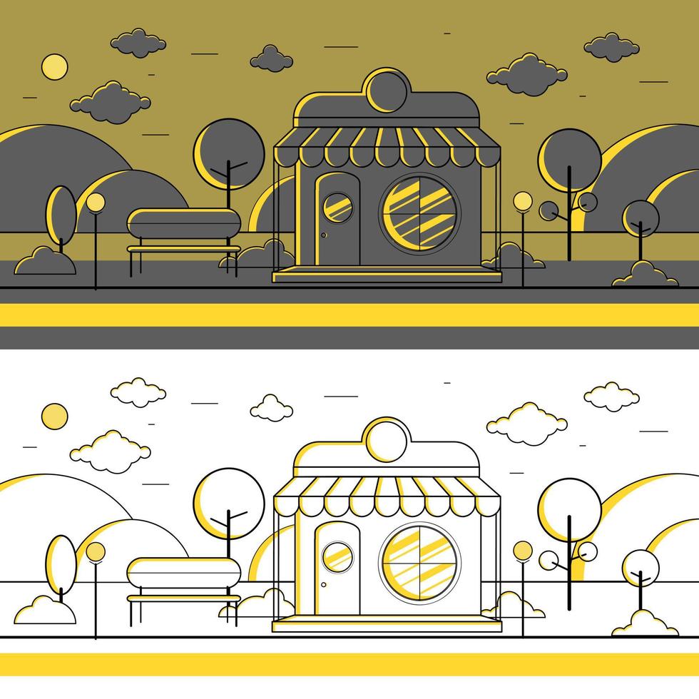 Vector illustration of store with background