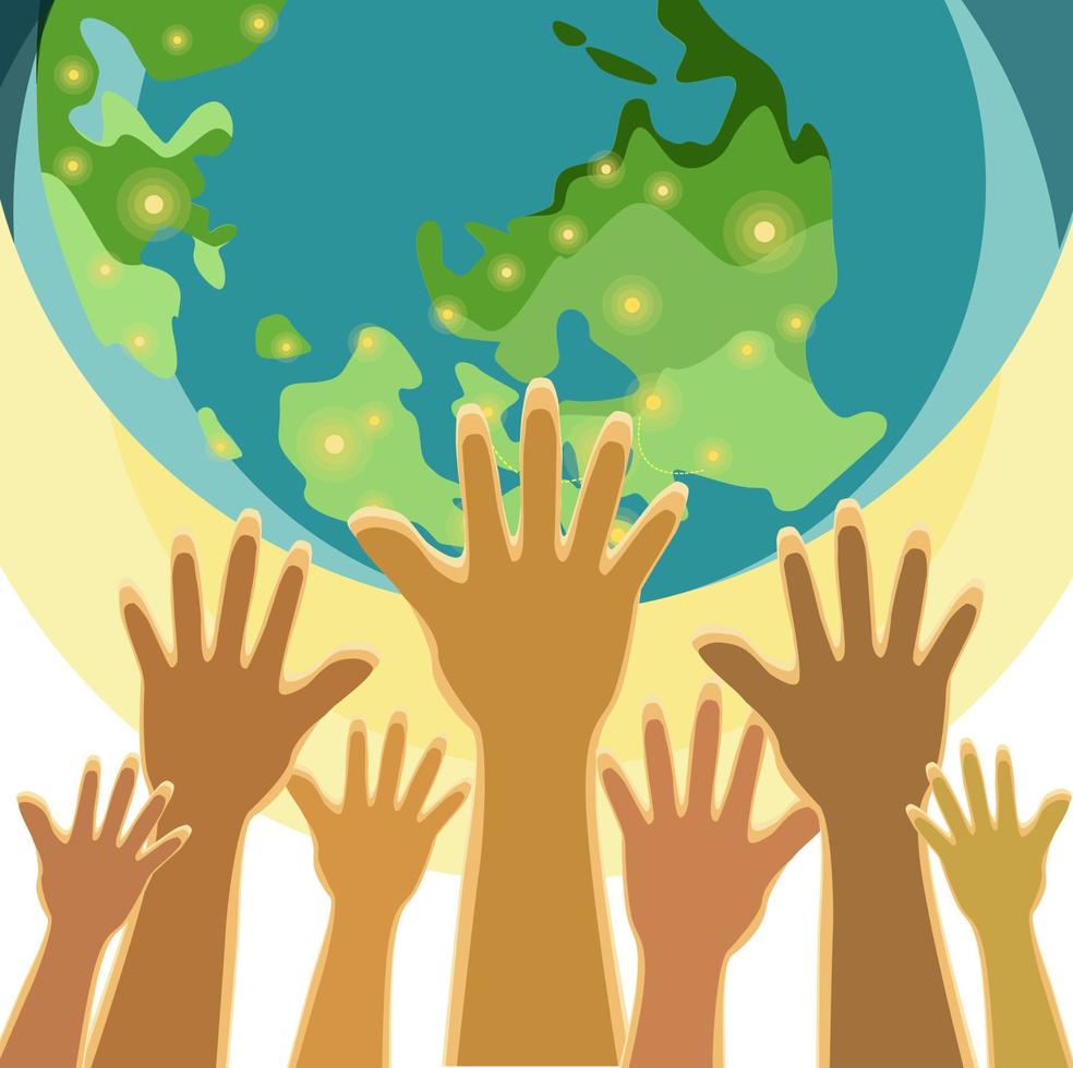 World Day For Cultural Diversity, vector illustration hand and earth