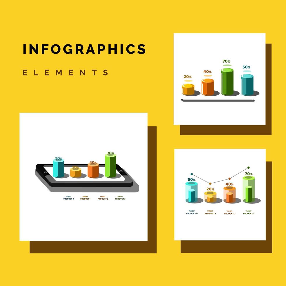 3d vector infographic design elements full set