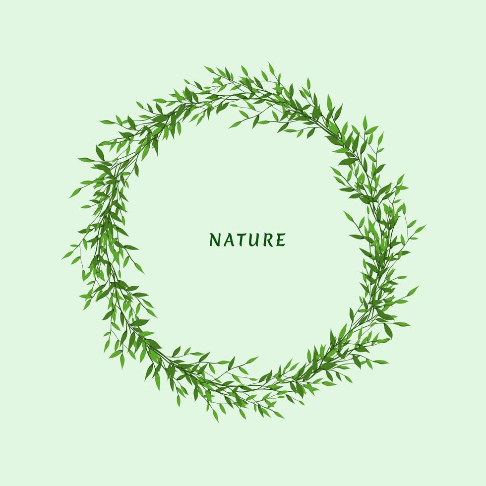 Nature theme leaf illustration vector round frame