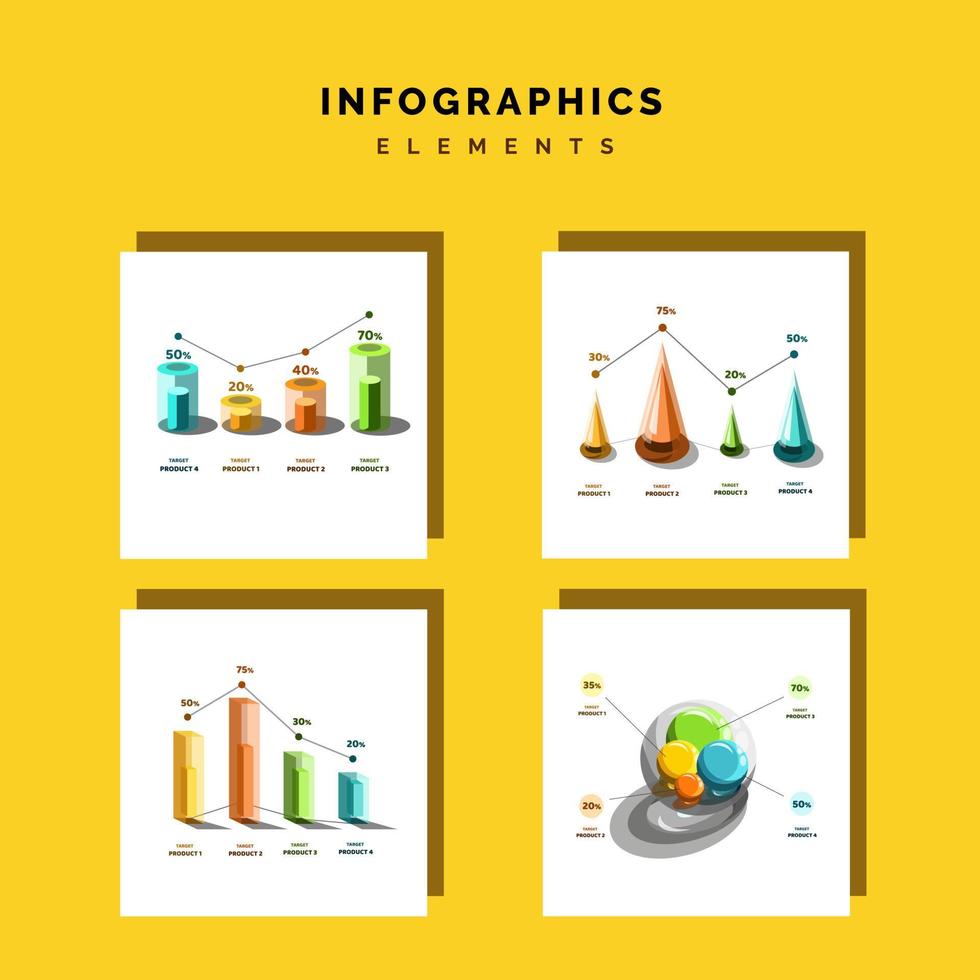 3d vector infographic design elements full set