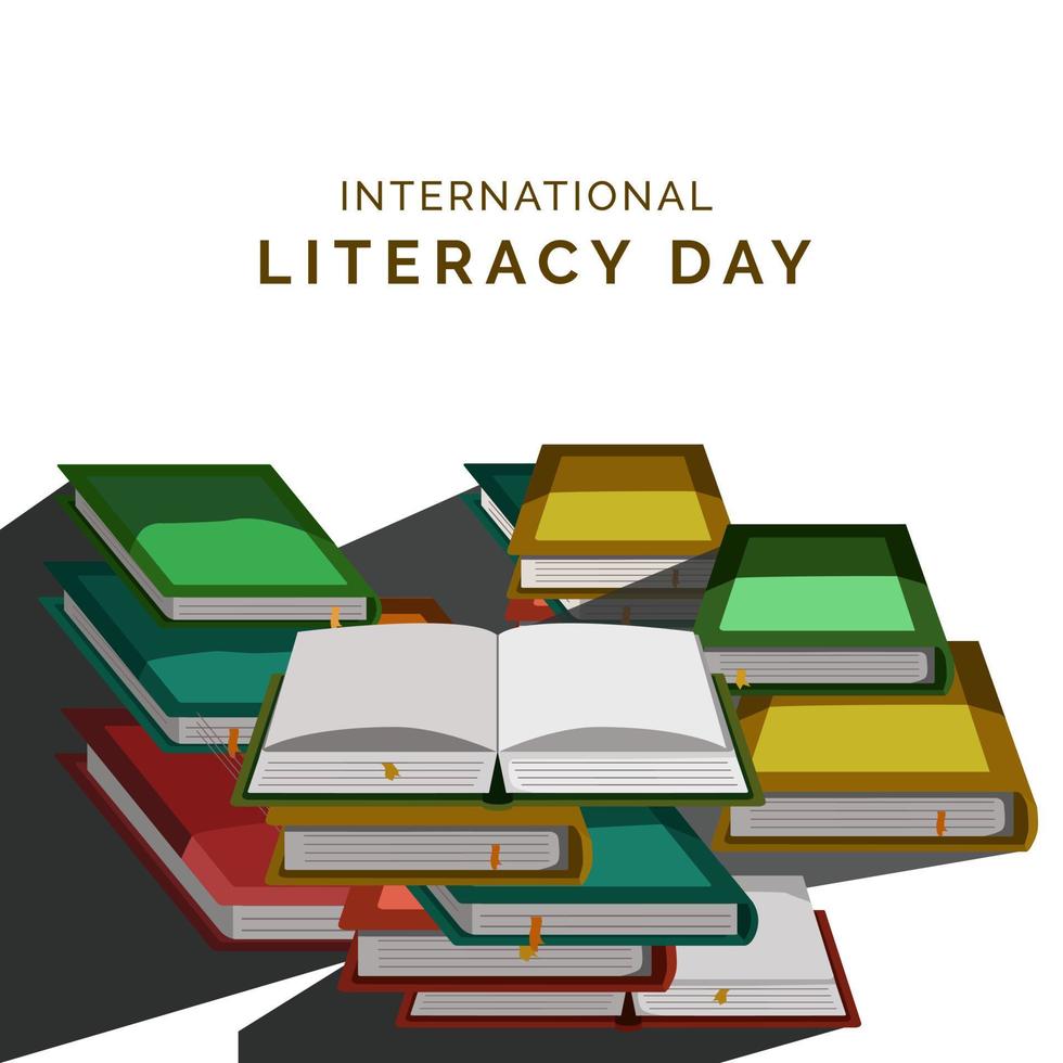 International Literacy Day, design for theme education and science vector