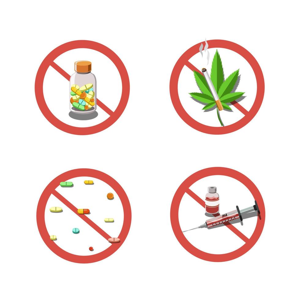 Vector illustration of say no to drug educational design collection