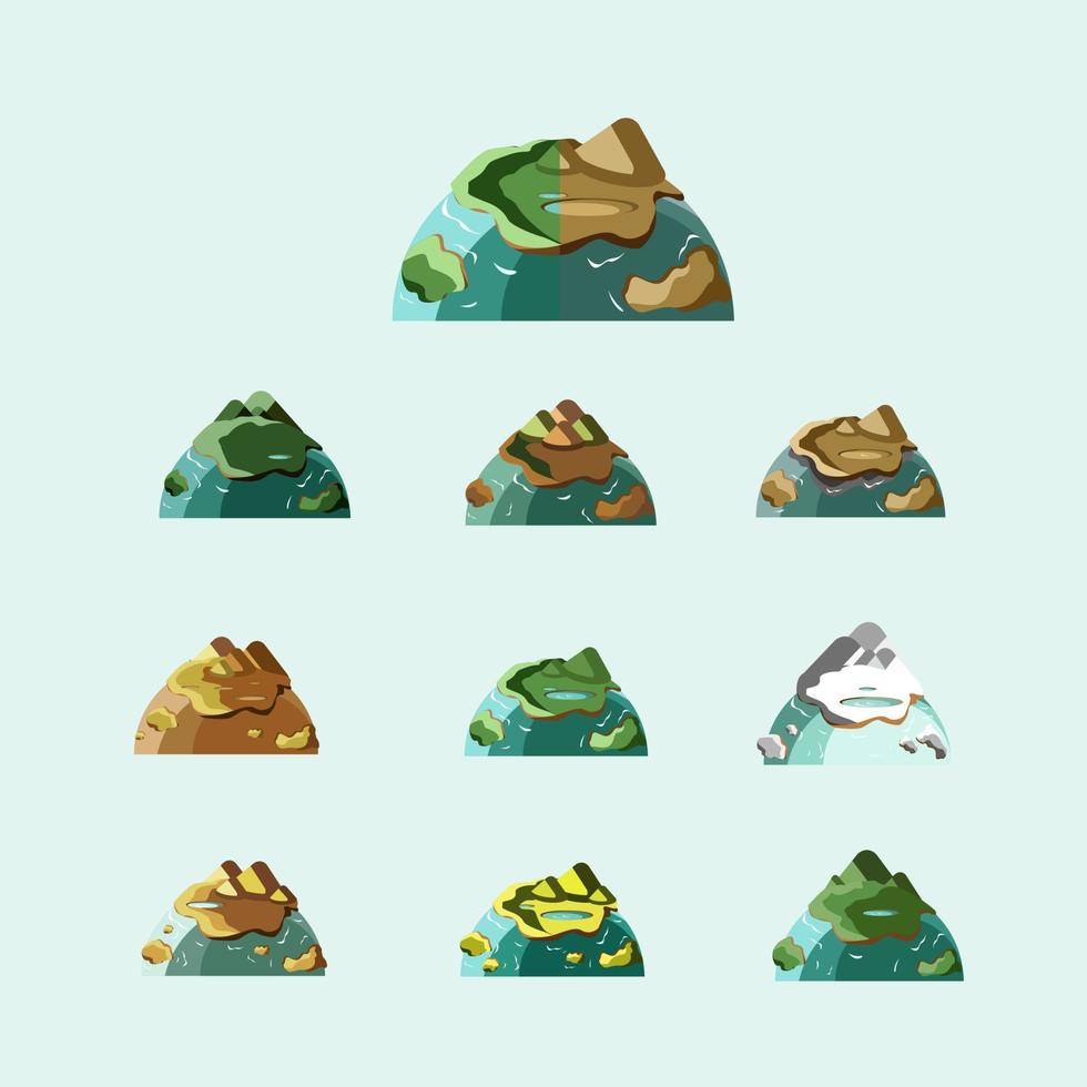 Earth illustration set and full season for material design vector