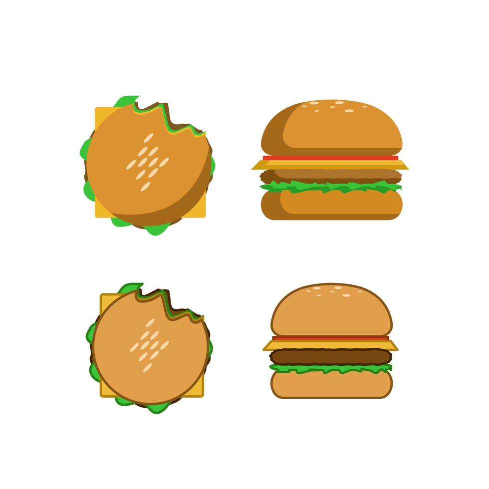 ilustración vectorial de conjunto completo de hamburguesas de estilo de diseño plano vector