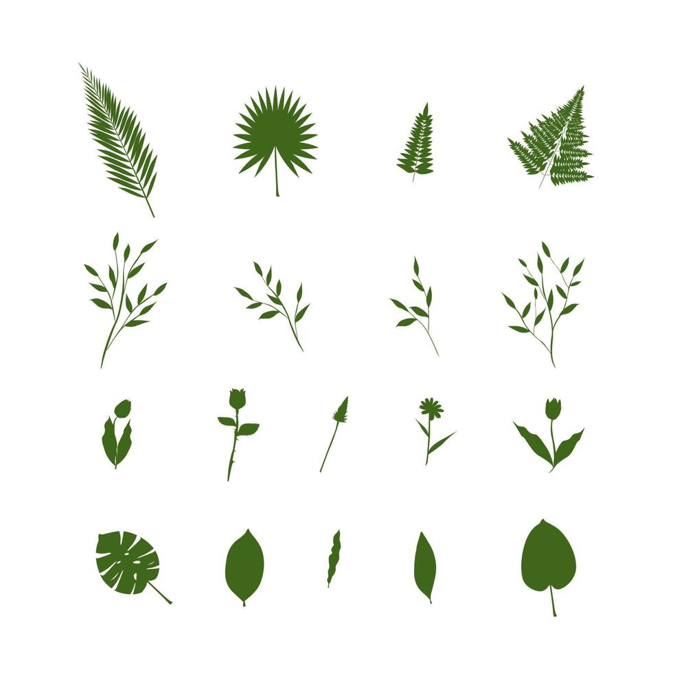 Illustration of natural leaf and flower art-themed nature set vector