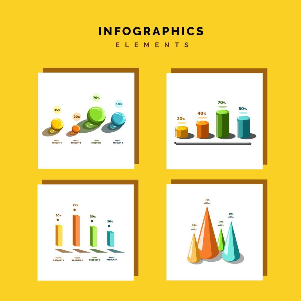 3d vector infographic design elements full set