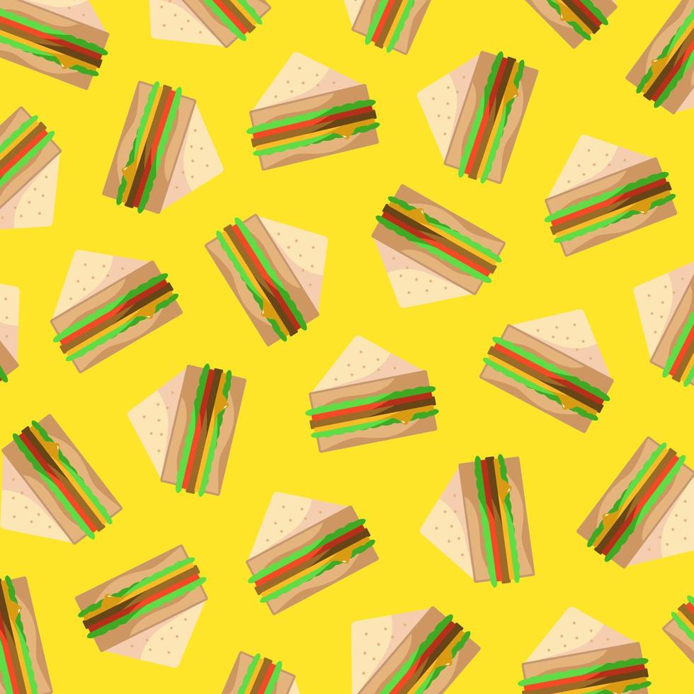 Sandwich food illustration vector pattern