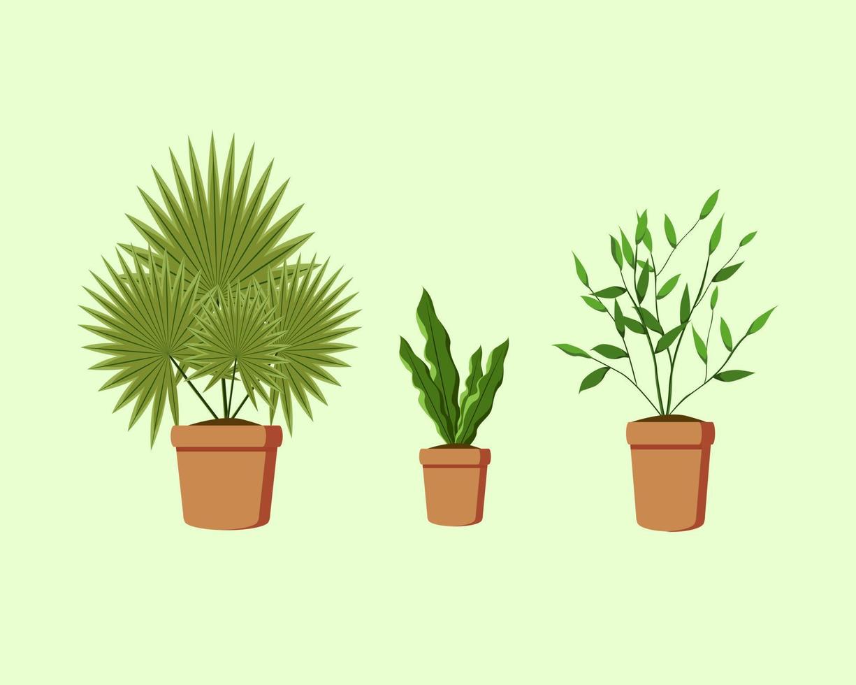 hermosa planta en maceta verde, diseño para la decoración del tema de la naturaleza vector