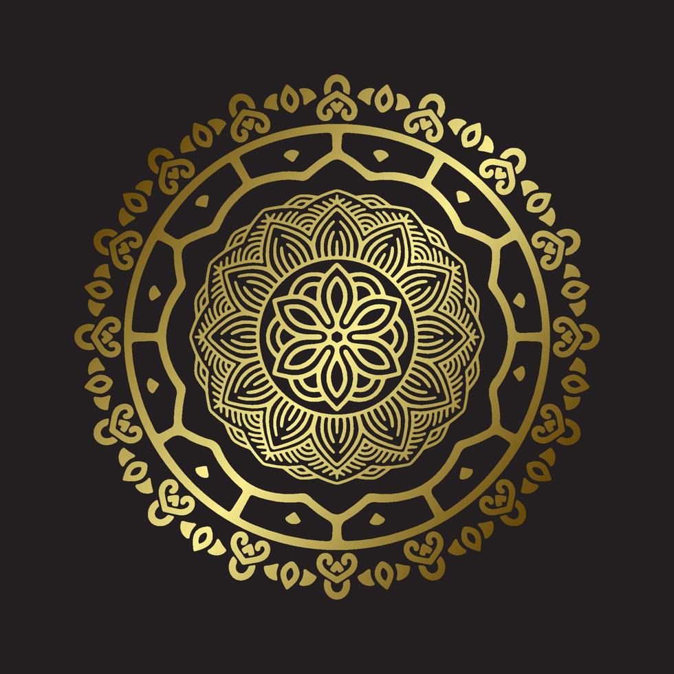 Luxury ornamental mandala design background in gold color vector