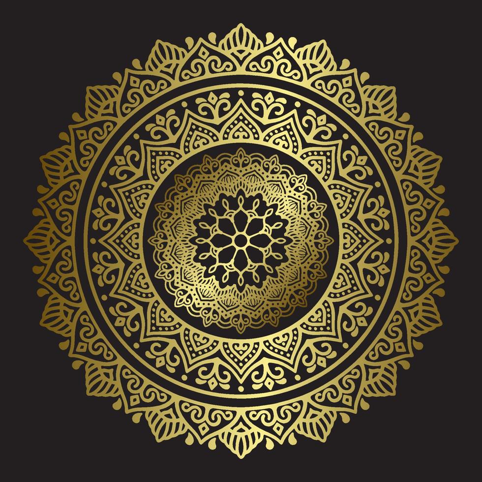 Luxury ornamental mandala design background in gold color vector