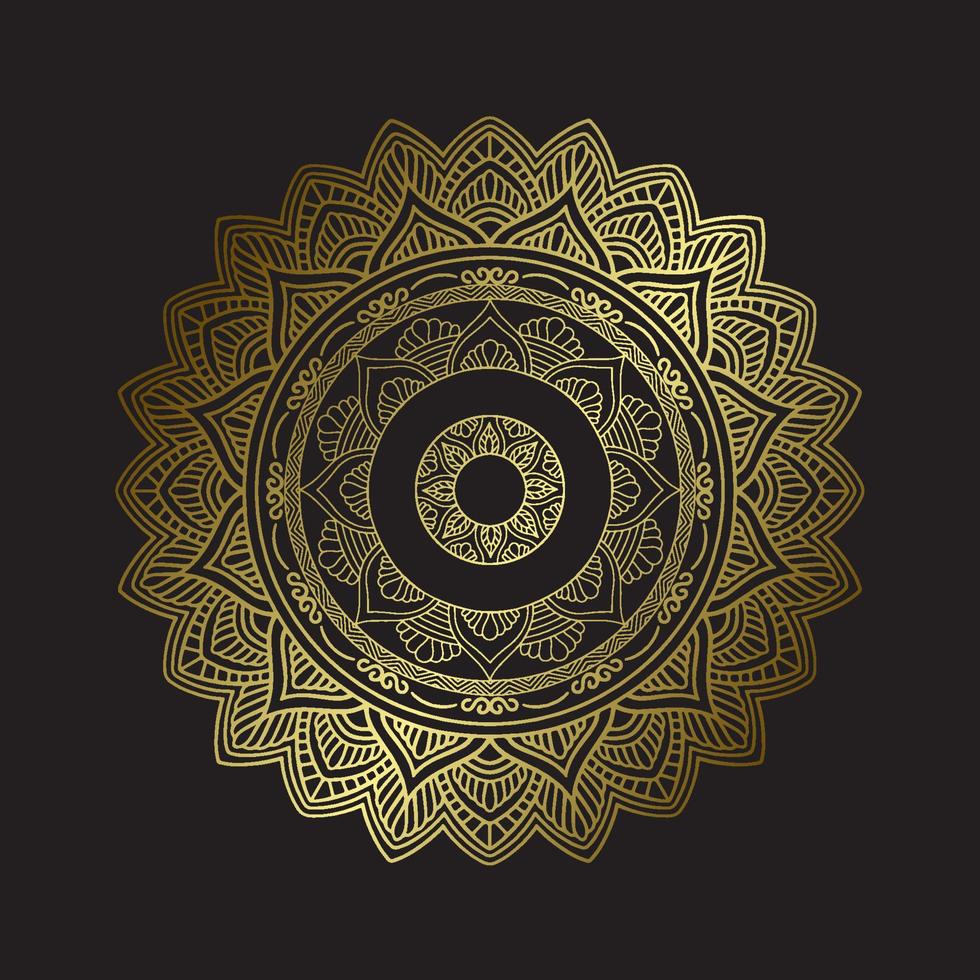 luxury ornamental mandala design background in gold color vector