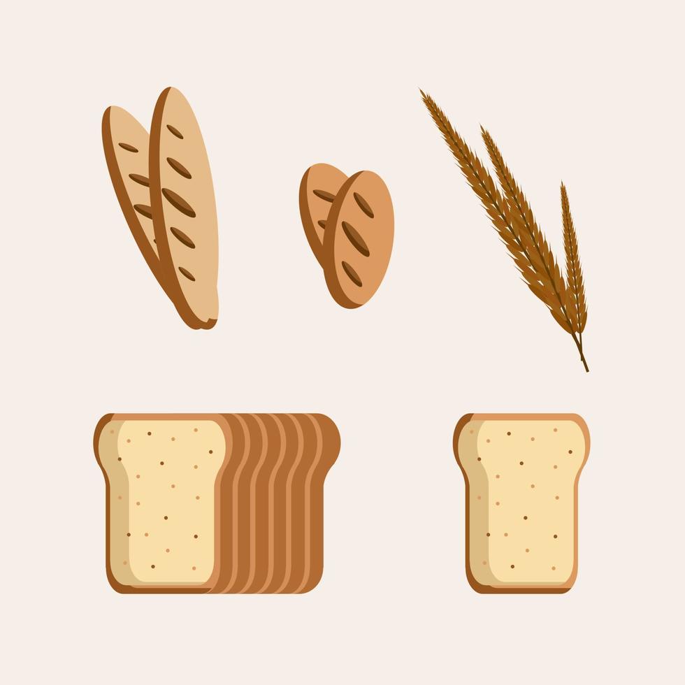 Illustration of bread vector, art set flat design style vector