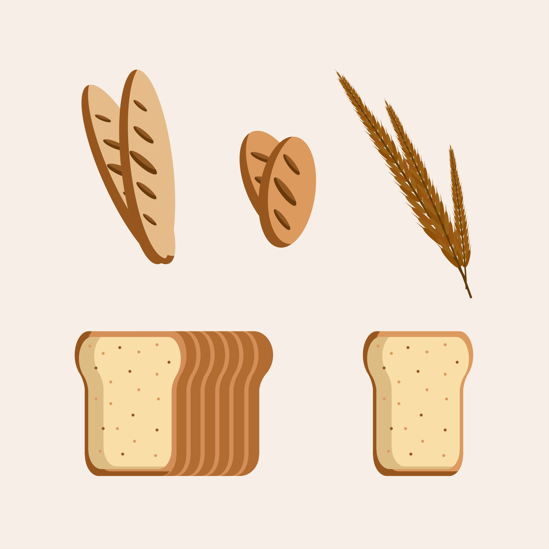 Illustration of bread vector, art set flat design style 7935497 Vector Art at Vecteezy