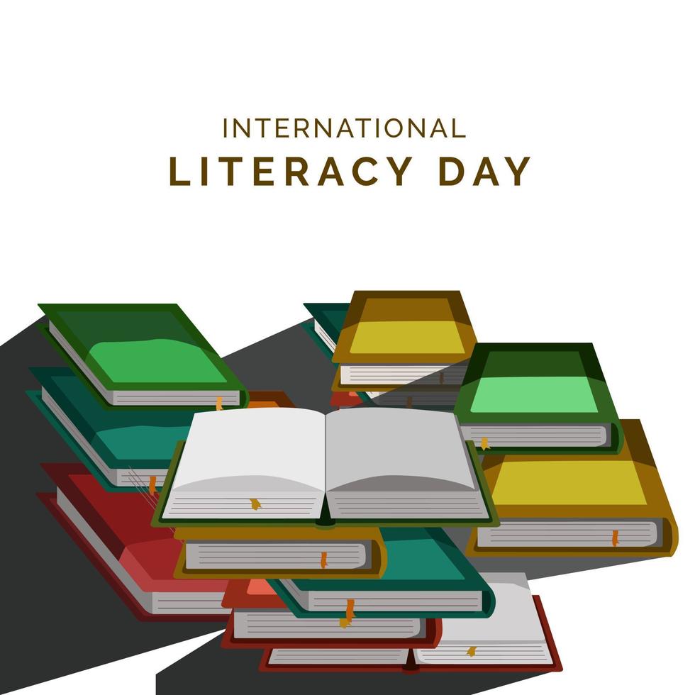 International Literacy Day, design for theme education and science vector