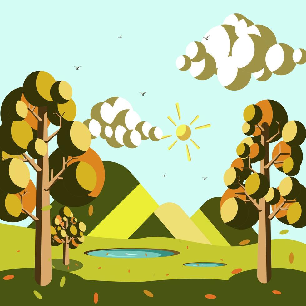 vector de ilustración de paisaje de tierra de primavera