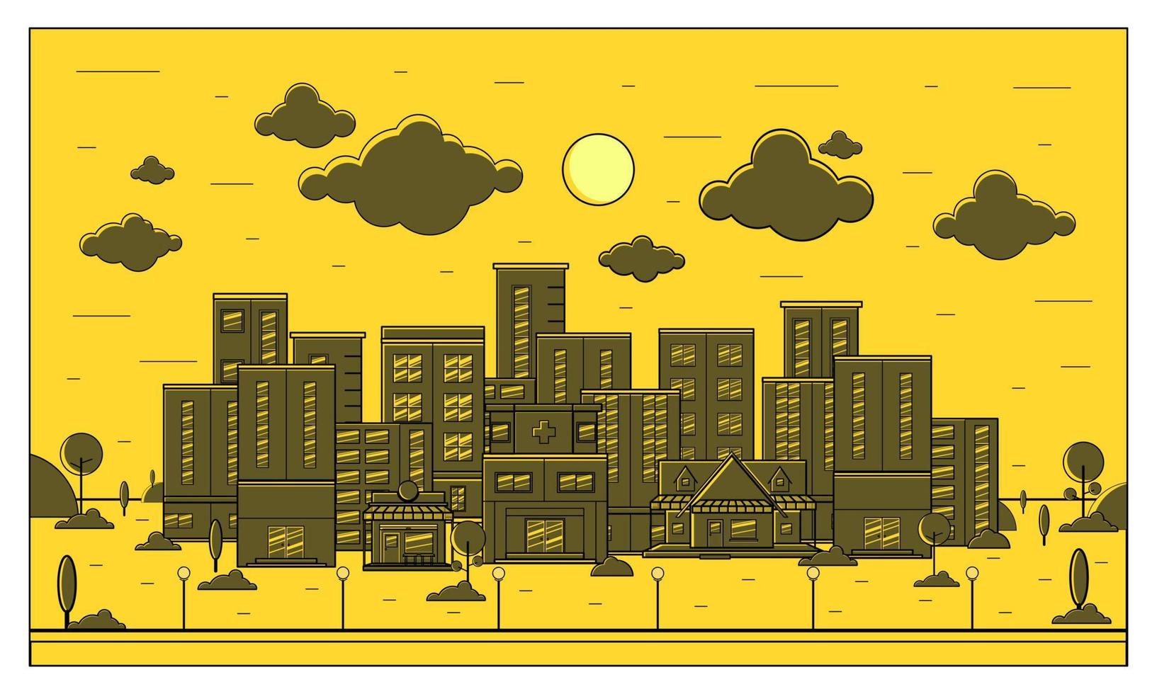 Vector illustration of city background in the afternoon