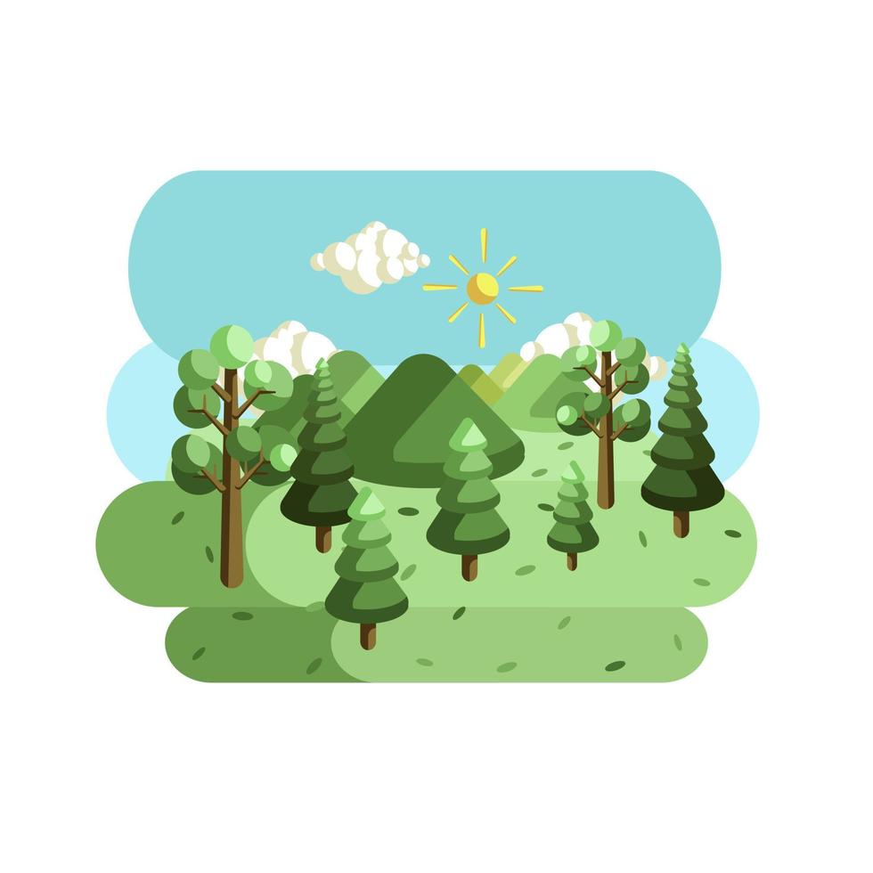 Vector illustration of natural landscape with flat design style